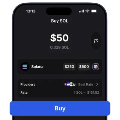 Buy cryptocurrency with credit card using Gem Wallet fiat on-ramp feature