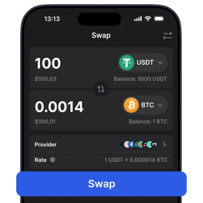 Gem Wallet cryptocurrency exchange and cross-chain swap interface